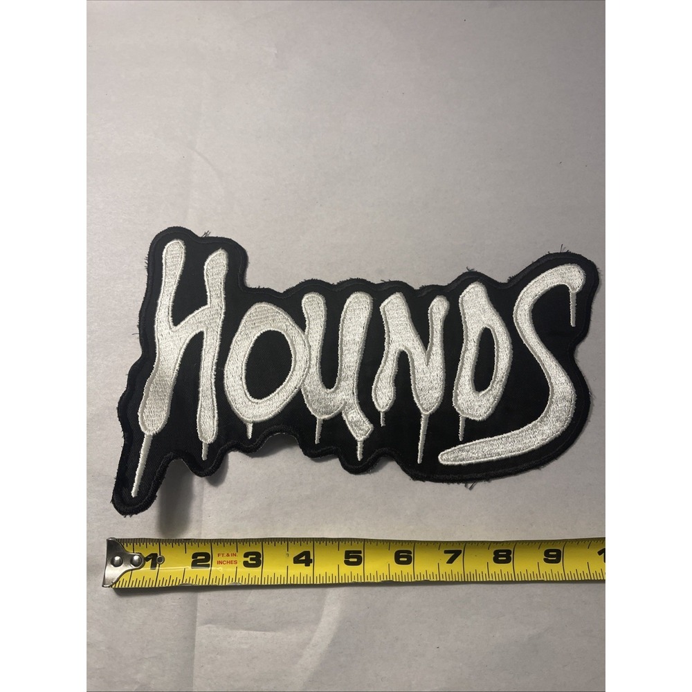 Hounds Black & White Logo Patch 1970's Chicago Rock Band 11" long  x 7" high